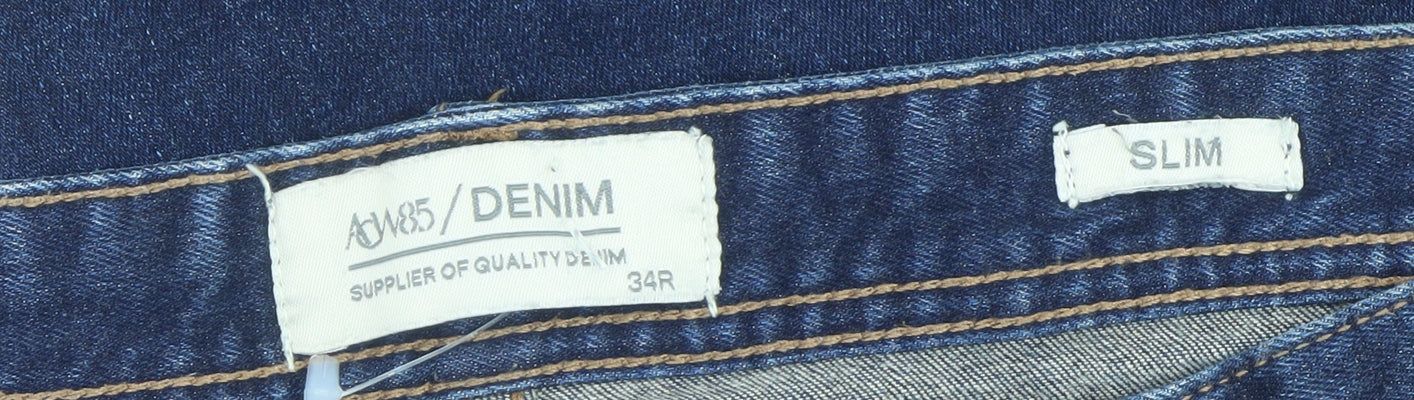 ASW85 Denim Men's Blue Slim Fit Straight Jeans 34R