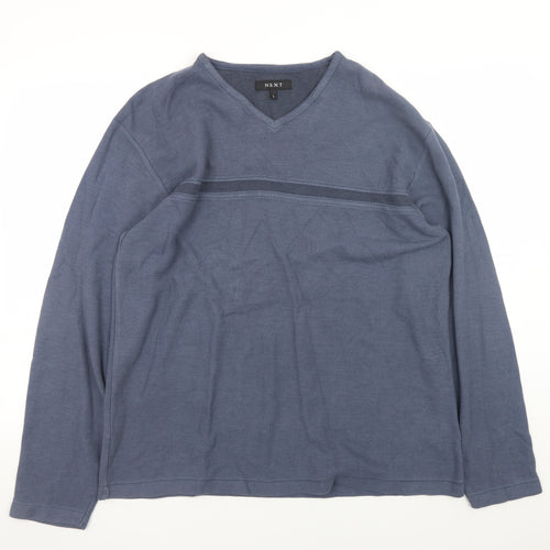 Next Men's Blue V-Neck Pullover Sweatshirt Size L