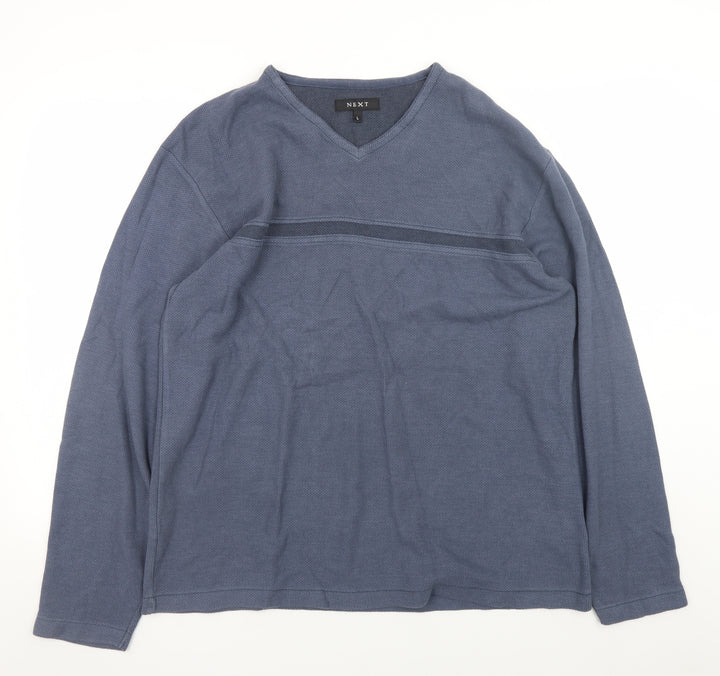 Next Men's Blue V-Neck Pullover Sweatshirt Size L