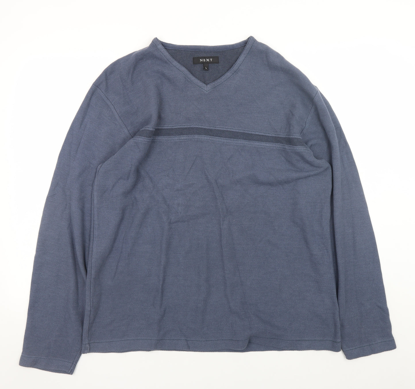Next Men's Blue V-Neck Pullover Sweatshirt Size L