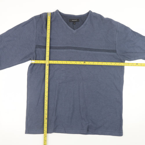 Next Men's Blue V-Neck Pullover Sweatshirt Size L
