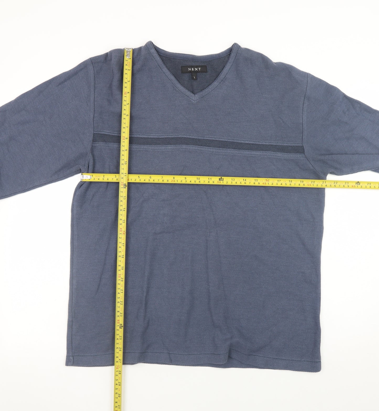 Next Men's Blue V-Neck Pullover Sweatshirt Size L