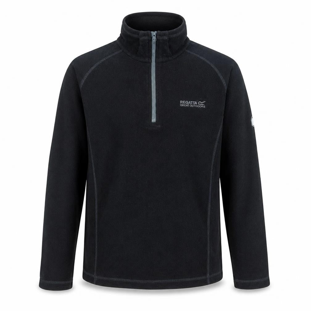 Front view of Regatta Men's Black Fleece Half Zip Pullover Sweatshirt, size S
