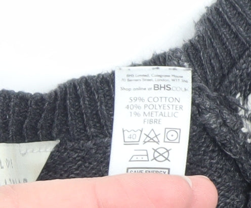 BHS Women’s Grey Fair Isle Knit Jumper Dress Size 18