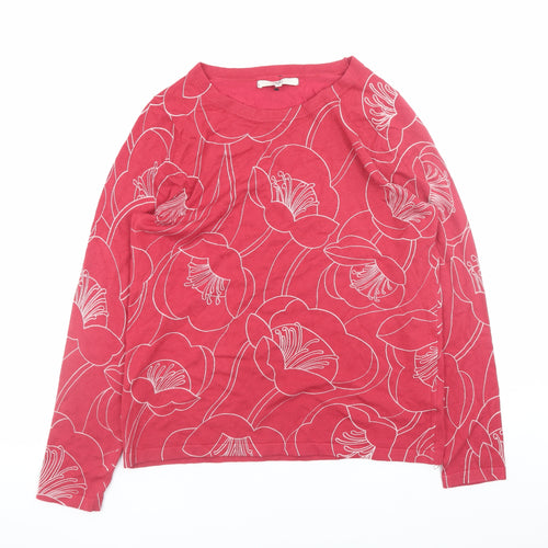 Next Womens Pink Floral Crew Neck Long Sleeve Pullover Jumper Size 14