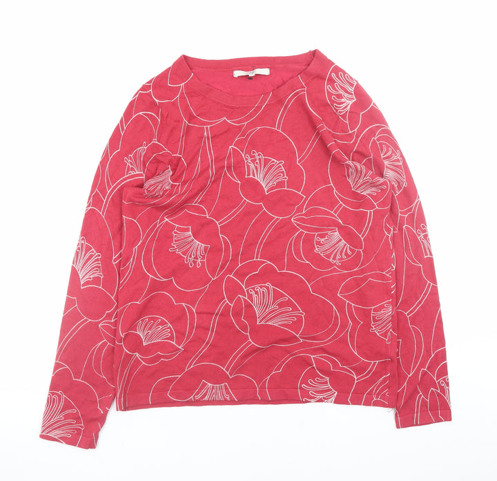 Next Womens Pink Floral Crew Neck Long Sleeve Pullover Jumper Size 14