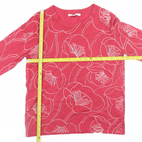 Next Womens Pink Floral Crew Neck Long Sleeve Pullover Jumper Size 14