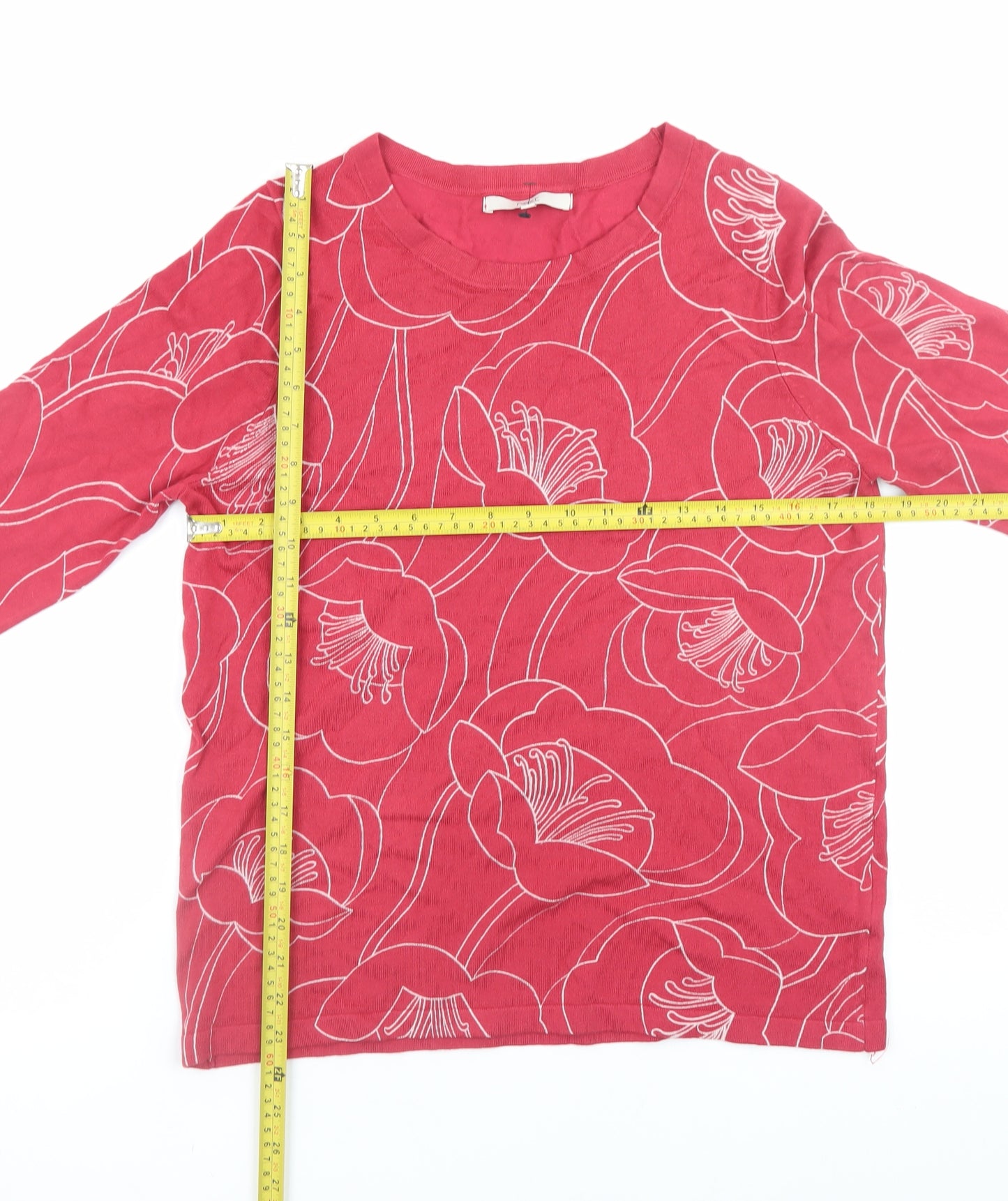 Next Womens Pink Floral Crew Neck Long Sleeve Pullover Jumper Size 14