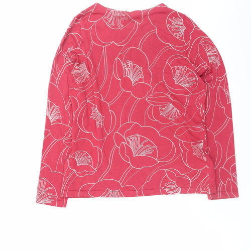Next Womens Pink Floral Crew Neck Long Sleeve Pullover Jumper Size 14