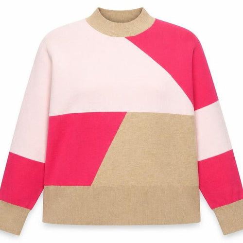 Marks and Spencer Women’s Multicoloured Geometric Mock Neck Jumper Size 22
