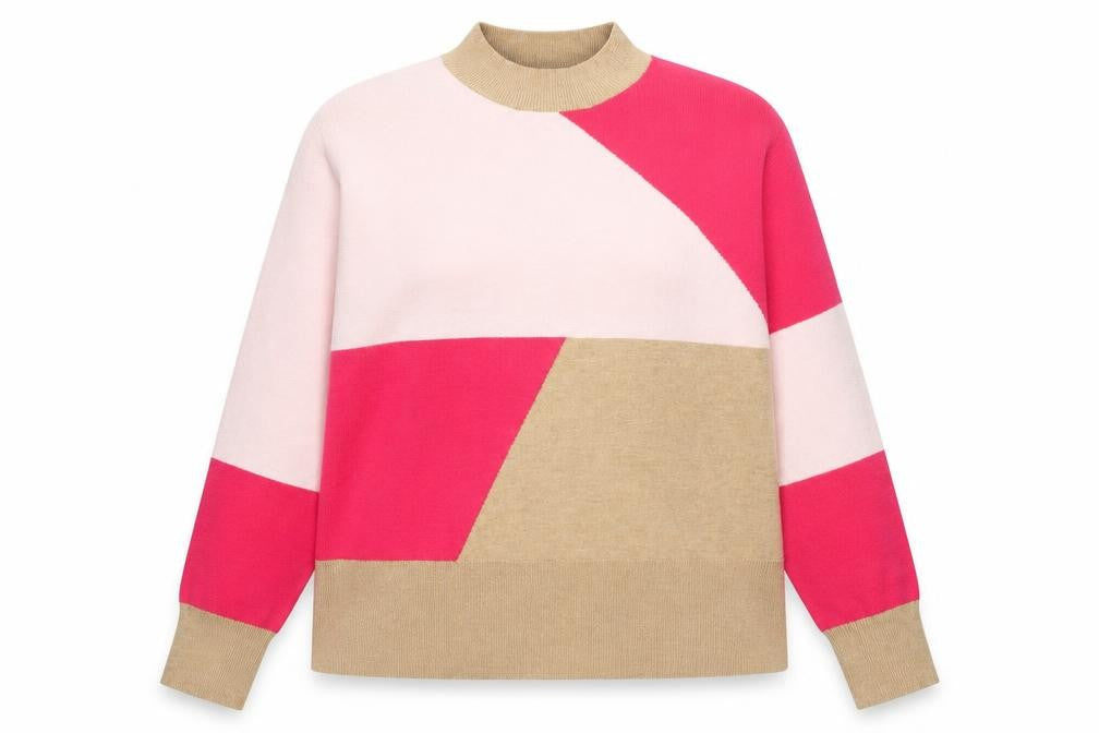 Marks and Spencer Women’s Multicoloured Geometric Mock Neck Jumper Size 22