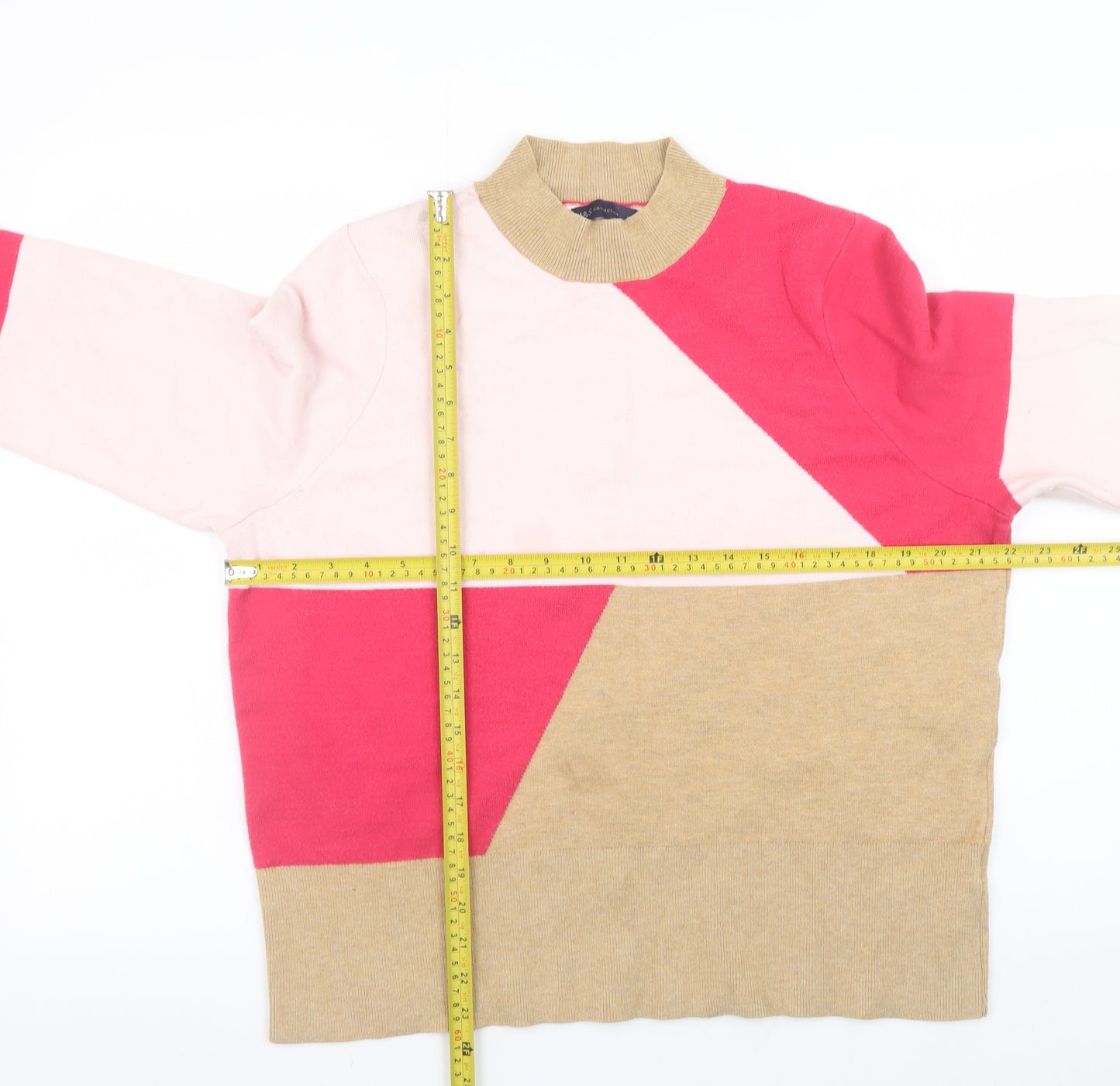 Marks and Spencer Women’s Multicoloured Geometric Mock Neck Jumper Size 22