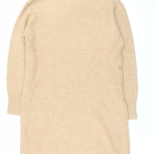 New Look Women’s Beige Knit Jumper Dress Size S Long Sleeve Mock Neck