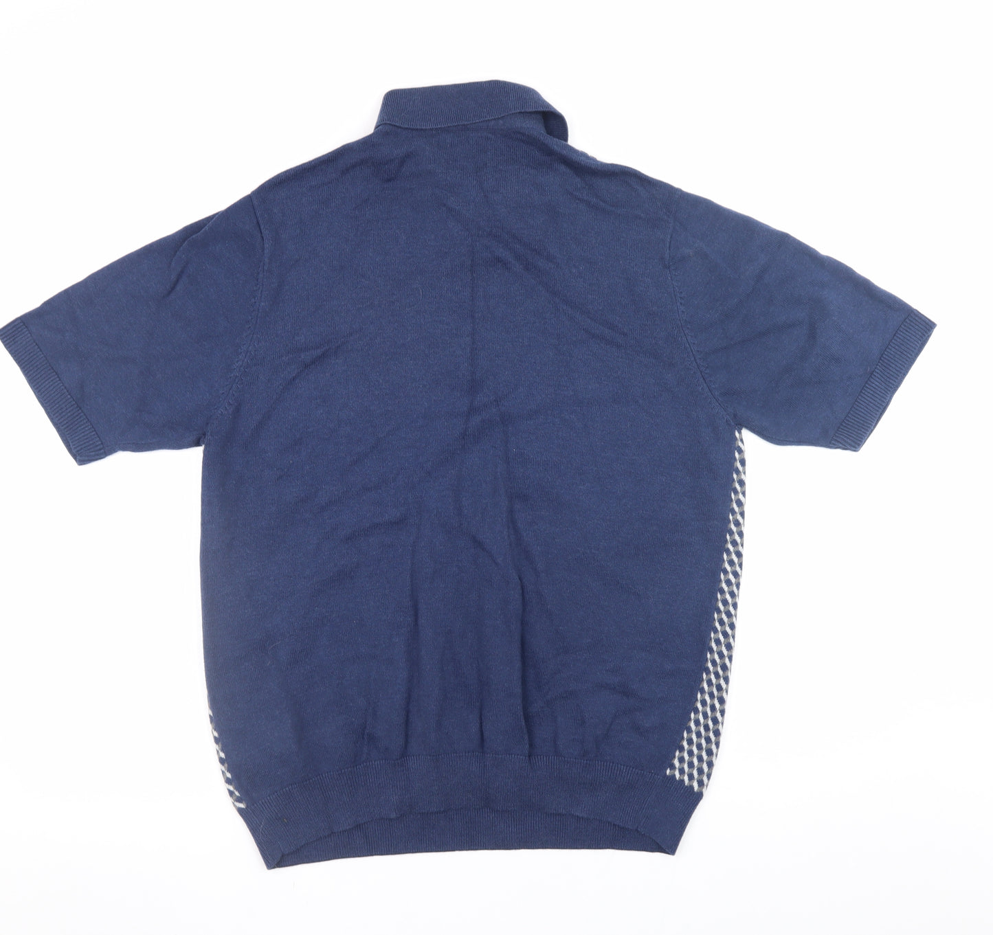 Marks and Spencer Autograph Men's Blue Slim Fit Silk Blend Polo Shirt L
