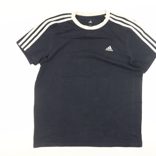 Adidas Men's Navy Blue Crew Neck Short Sleeve Cotton T-Shirt Size S