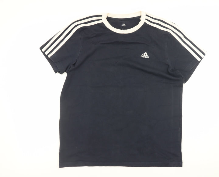 Adidas Men's Navy Blue Crew Neck Short Sleeve Cotton T-Shirt Size S