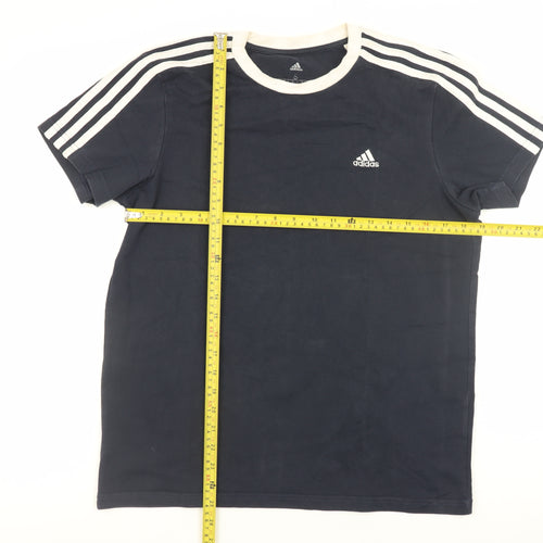 Adidas Men's Navy Blue Crew Neck Short Sleeve Cotton T-Shirt Size S