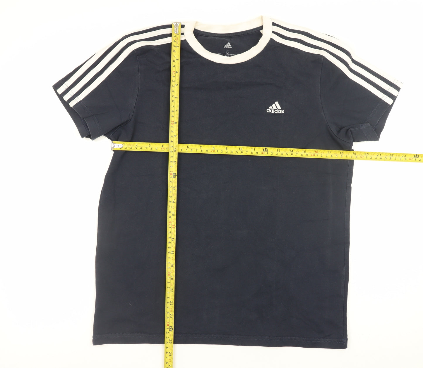Adidas Men's Navy Blue Crew Neck Short Sleeve Cotton T-Shirt Size S