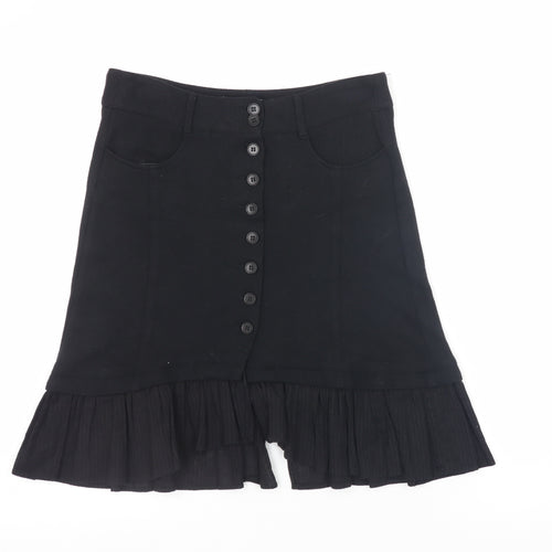 Comptoir Des Cotonniers Womens Black Knee Length A-Line Skirt Size 8