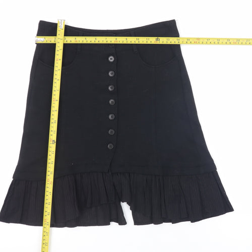 Comptoir Des Cotonniers Womens Black Knee Length A-Line Skirt Size 8