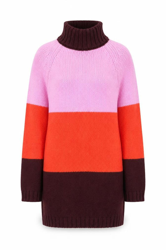 Front view of Ann Taylor women’s multicoloured xs knit roll neck jumper dress