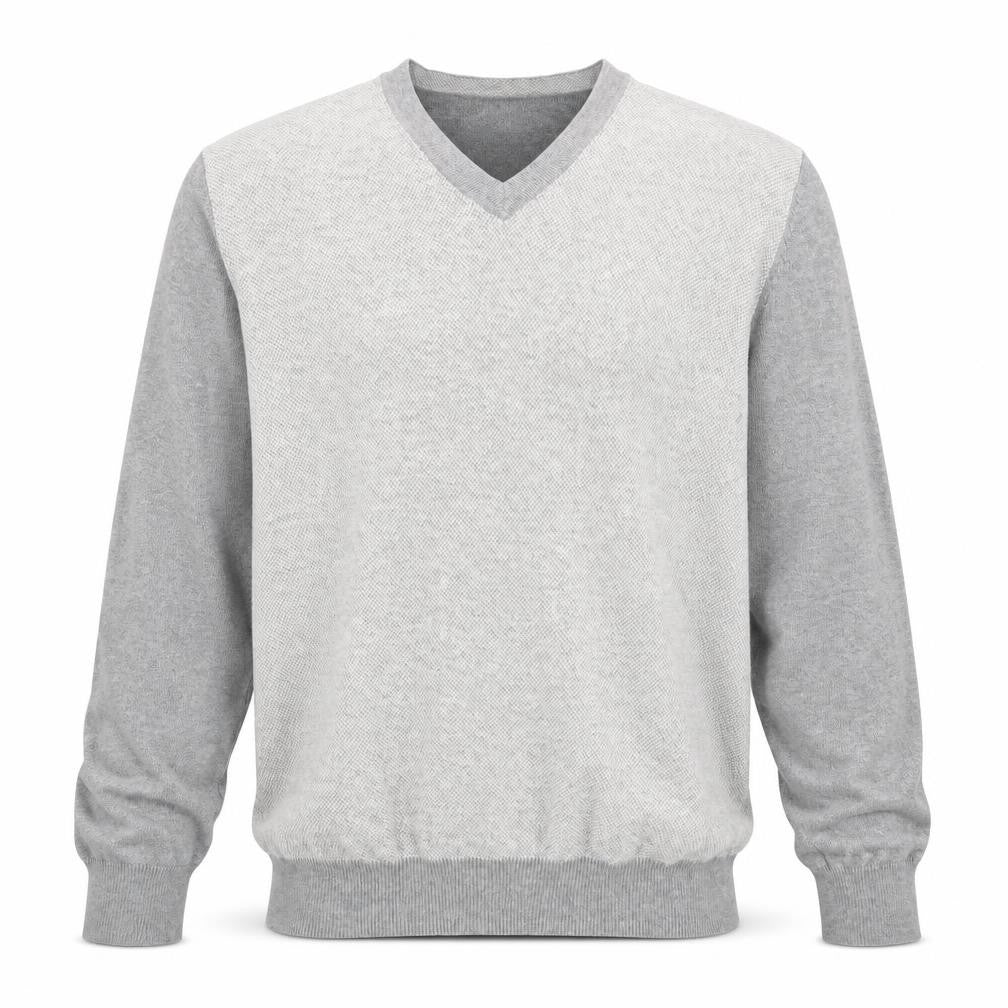 Marks and Spencer Men’s Grey V-Neck Cotton Cashmere Jumper Size L Regular Fit
