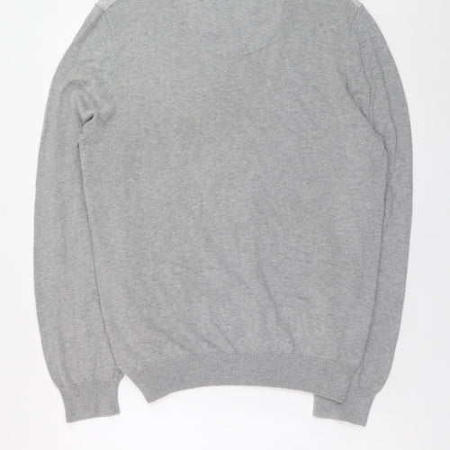Marks and Spencer Men’s Grey V-Neck Cotton Cashmere Jumper Size L Regular Fit