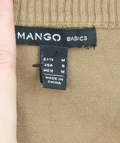 Mango Women Brown Grey Colourblock Jumper Dress M V-Neck 3/4 Sleeve Knit