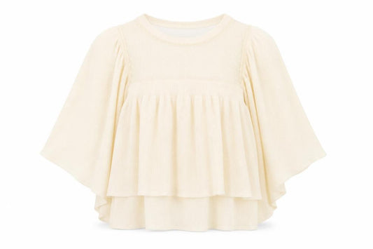 Front view of Zara Women Ivory Kimono Sleeve Sheer Blouse, size S