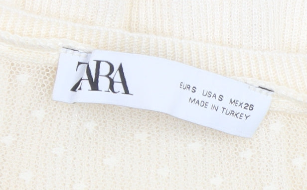 Zara Women Ivory Kimono Sleeve Sheer Blouse Size S