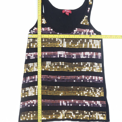Monsoon Women’s Black Sequin Striped Sleeveless Jumper UK 8