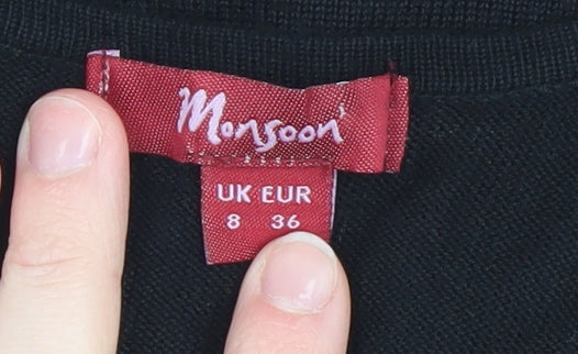 Monsoon Women’s Black Sequin Striped Sleeveless Jumper UK 8