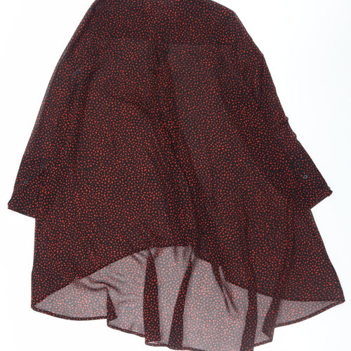 Mint Velvet Women Black Red Tunic Blouse Size 10 Chiffon Long Sleeve