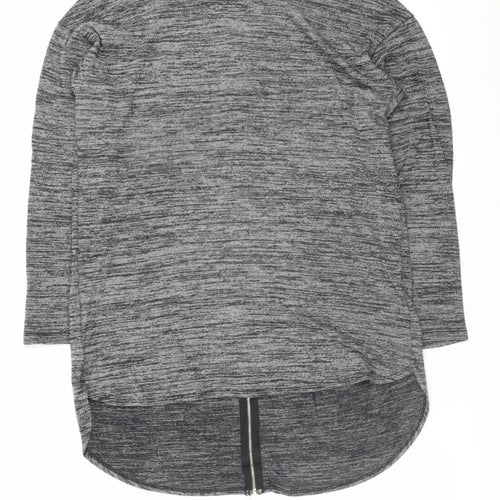 Brave Soul Womens Grey Long Sleeve Zip Back Jersey Top Size M