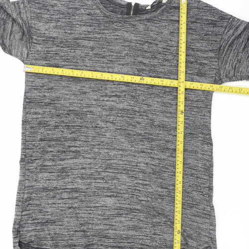 Brave Soul Womens Grey Long Sleeve Zip Back Jersey Top Size M