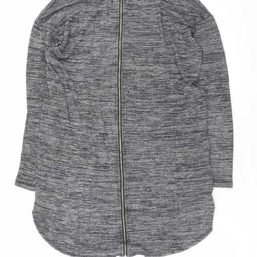 Brave Soul Womens Grey Long Sleeve Zip Back Jersey Top Size M