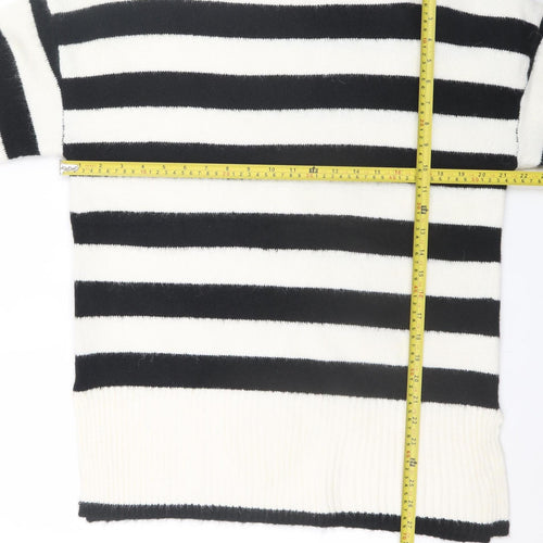 New Look Womens Black White Striped Mock Neck Jumper M