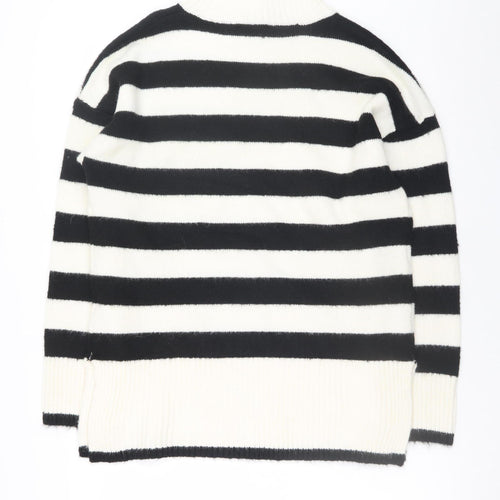 New Look Womens Black White Striped Mock Neck Jumper M