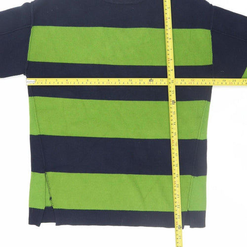 Marks and Spencer Women's XS Green Navy Striped Crew Neck Jumper