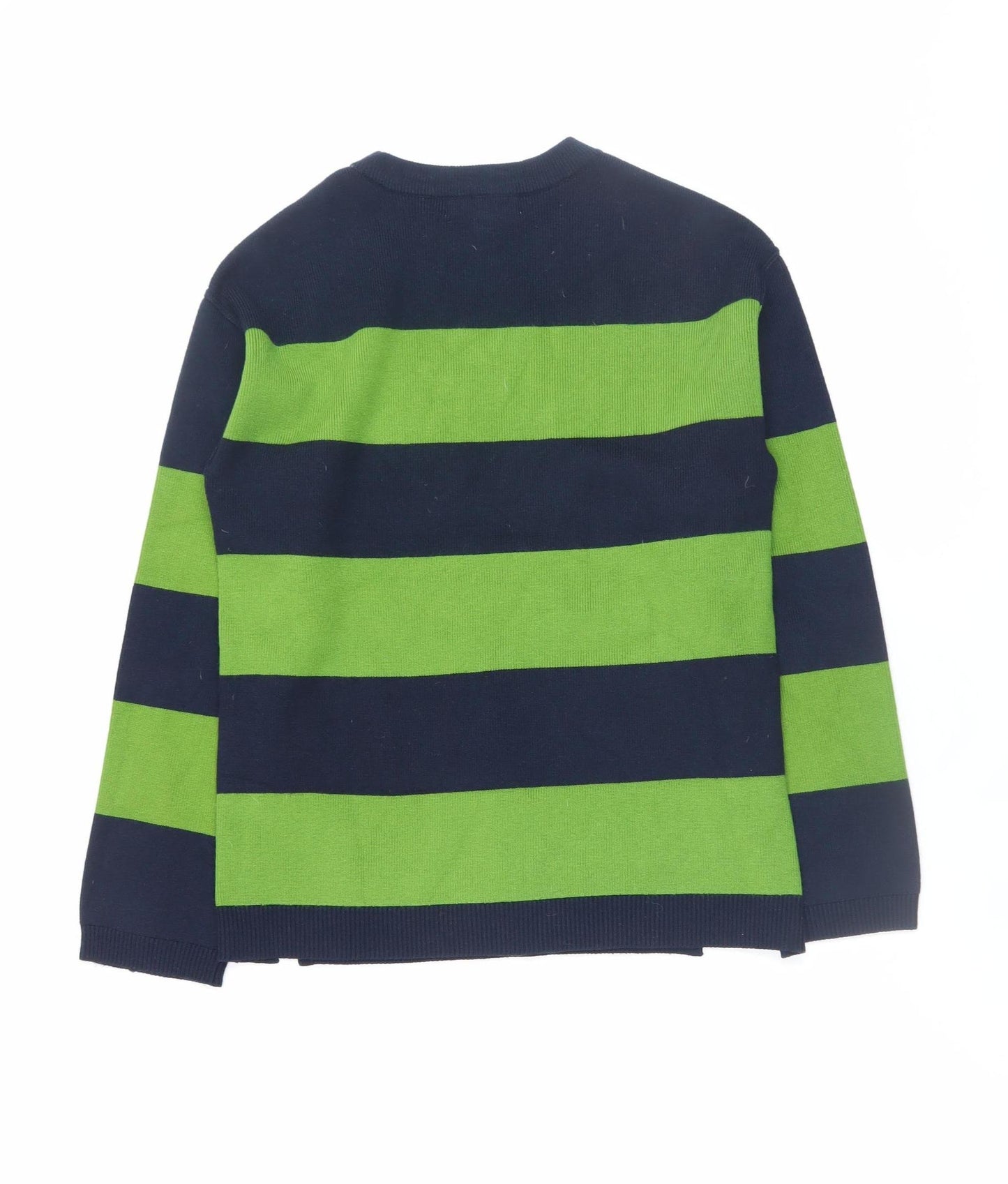 Marks and Spencer Women's XS Green Navy Striped Crew Neck Jumper