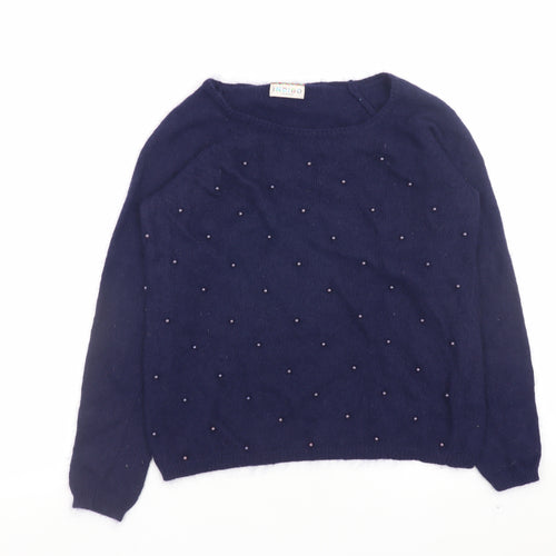 Marks and Spencer Women Blue Beaded Angora Knit Jumper Size 10