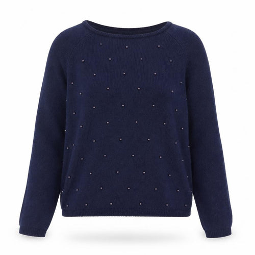 Marks and Spencer Women Blue Beaded Angora Knit Jumper Size 10