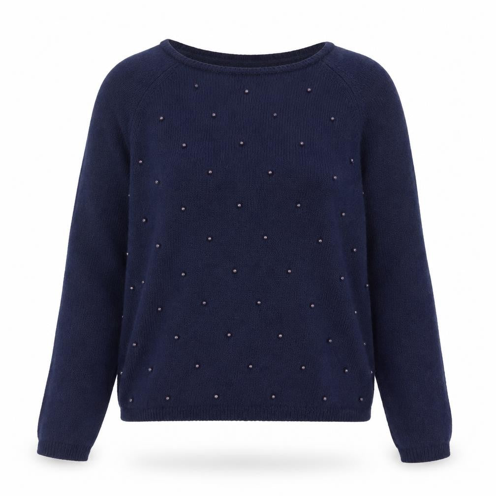 Marks and Spencer Women Blue Beaded Angora Knit Jumper Size 10