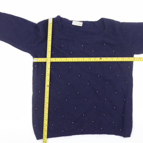 Marks and Spencer Women Blue Beaded Angora Knit Jumper Size 10