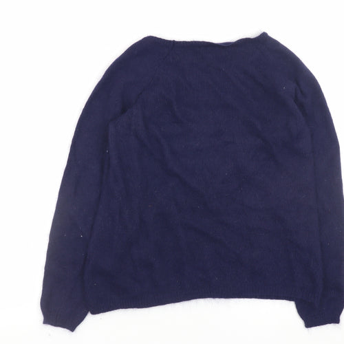 Marks and Spencer Women Blue Beaded Angora Knit Jumper Size 10