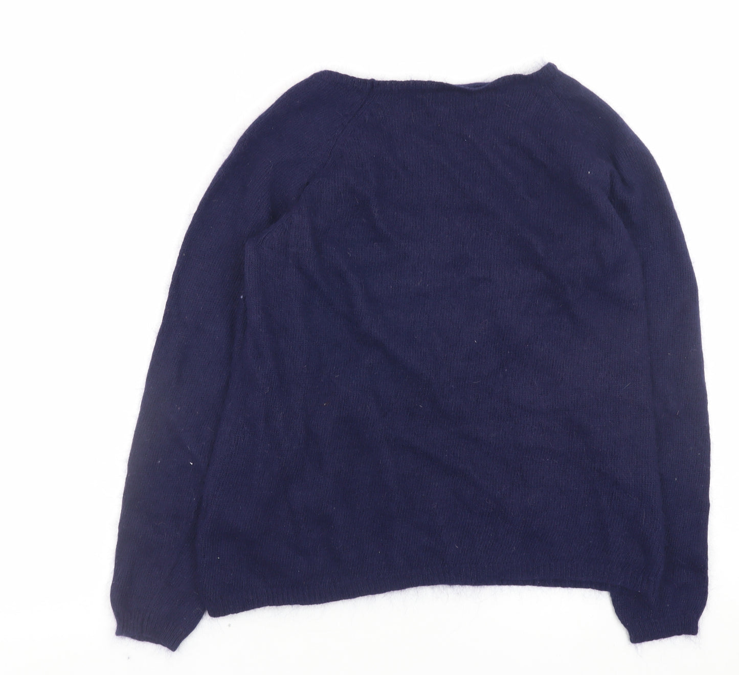 Marks and Spencer Women Blue Beaded Angora Knit Jumper Size 10