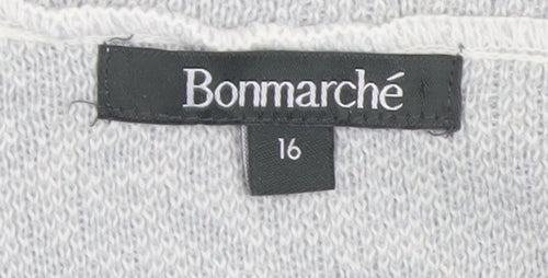 Bonmarché Women’s Grey Acrylic 3/4 Sleeve Open Cardigan Size 16