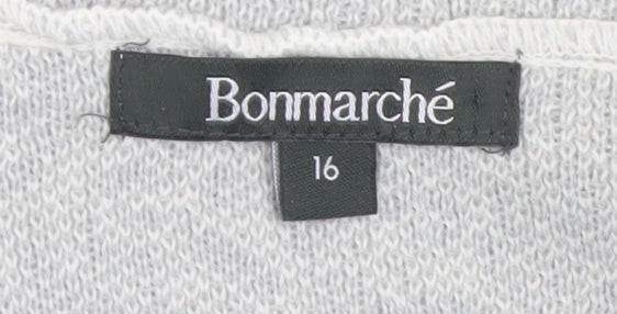 Bonmarché Women’s Grey Acrylic 3/4 Sleeve Open Cardigan Size 16