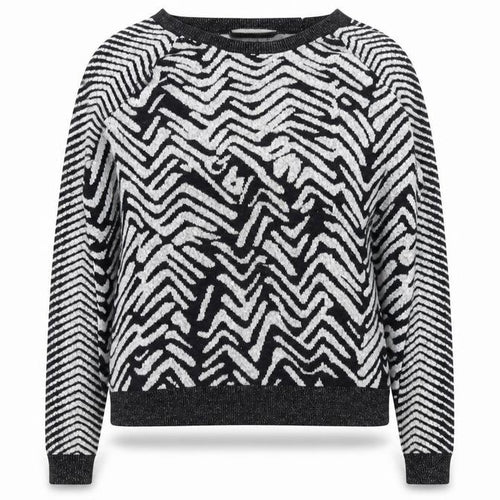 River Island Women’s Black Animal Print Jumper Size 10 Crew Neck Knit
