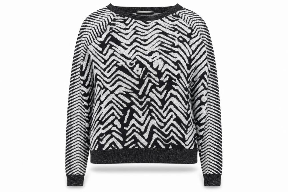River Island Women’s Black Animal Print Jumper Size 10 Crew Neck Knit